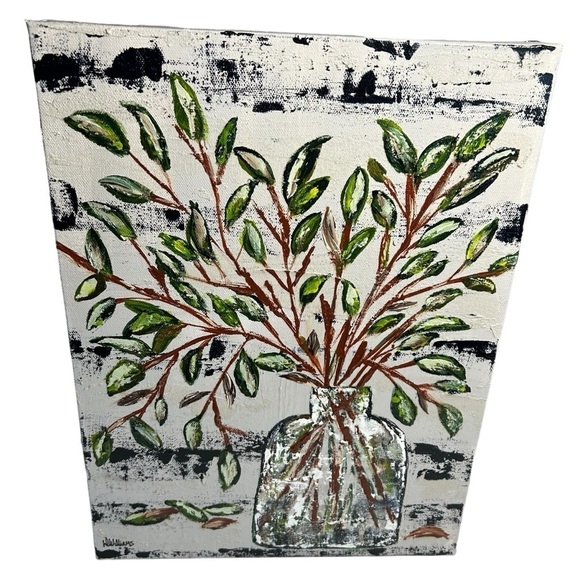 Original Artwork Acrylic’s On Canvas Small Leaf Stems 12" x 16" - Picture 3 of 16